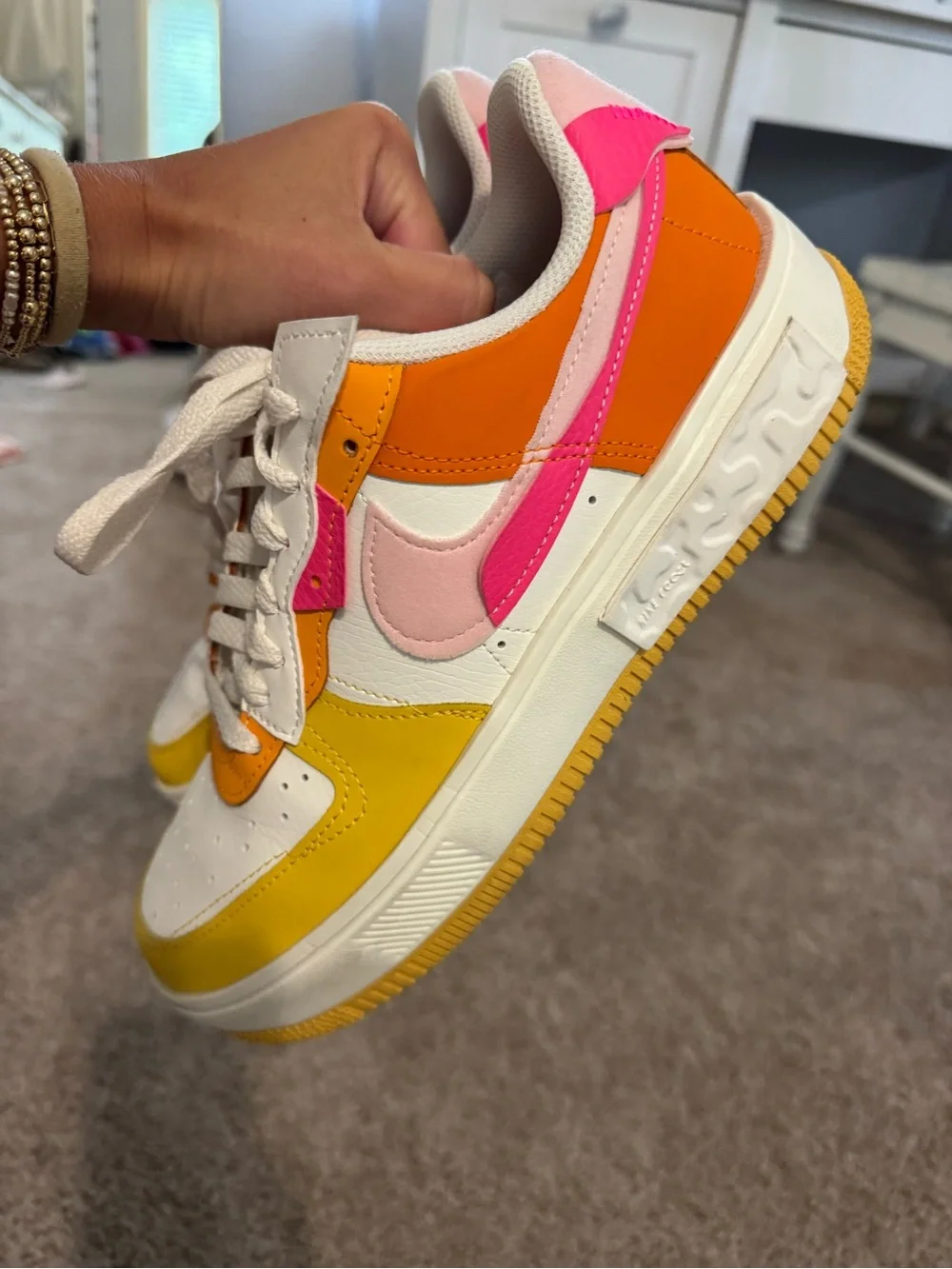 Pink and Orange Nike Air Force 1